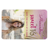 Photo Sweet 16 Save The Date Tropical Palm Tree マグネット (横)