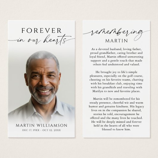 Photo Sympathy Memorial Remembrance Prayer Card (正面&裏面)