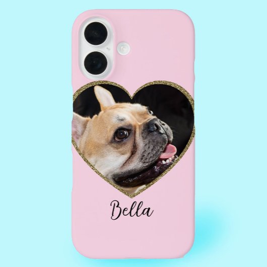 Photo Template Glitter Heart With Pet Custom Name Case-Mate iPhoneケース