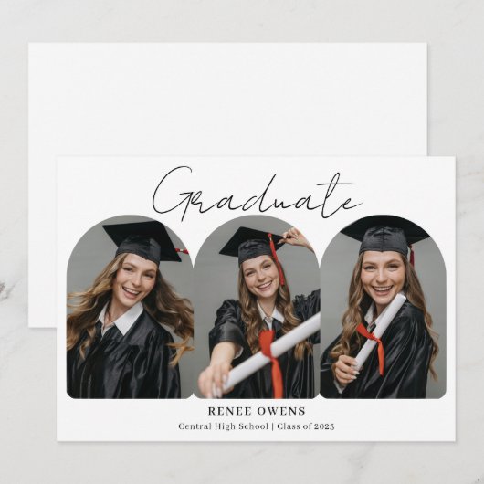 Photo Template Graduation Flat Announcement Card 案内状 (正面/裏面)