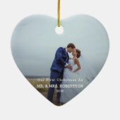 Photo Template Our First Christmas Married Merry  セラミックオーナメント (裏面)