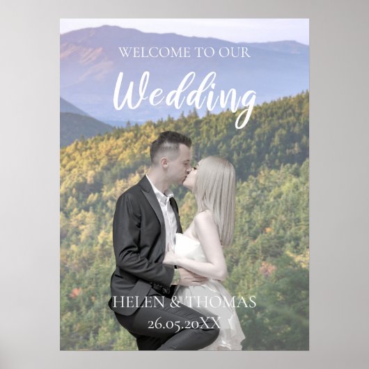 Photo Template Wedding Welcome Sign Poster ポスター (正面)