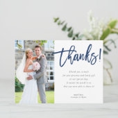 PHOTO THANK モダン YOUコンテンポラリー SCRIPT navy サンキューカード (スタンド正面)