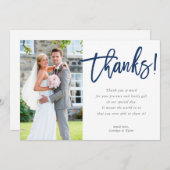 PHOTO THANK モダン YOUコンテンポラリー SCRIPT navy サンキューカード (正面/裏面)