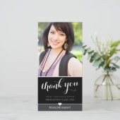 PHOTO THANK YOUスクリプト型卒業白黒 サンキューカード (スタンド正面)