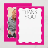 PHOTO THANK YOUトレンディーエレガントserif hot pink サンキューカード (正面/裏面)