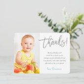 PHOTO THANK YOU かわいらし SILVERグリッタースクリプトアクア サンキューカード (スタンド正面)