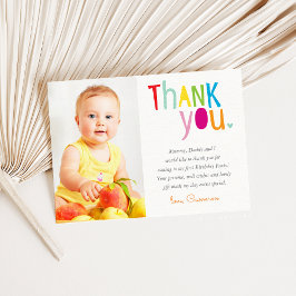 PHOTO THANK YOU モダンカラフル虹タイポグラフィ サンキューカード