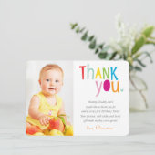 PHOTO THANK YOU モダンカラフル虹タイポグラフィ サンキューカード (スタンド正面)