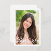 PHOTO THANK YOU モダン HAND LETTERED WHITE OVERLAY サンキューカード (正面/裏面)