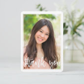 PHOTO THANK YOU モダン HAND LETTERED WHITE OVERLAY サンキューカード (スタンド正面)