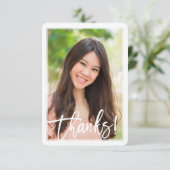 PHOTO THANK YOU モダン HAND LETTERED WHITE OVERLAY サンキューカード (スタンド正面)