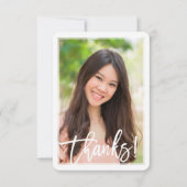 PHOTO THANK YOU モダン HAND LETTERED WHITE OVERLAY サンキューカード (正面)