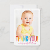 PHOTO THANK YOU CUTEはっきりした typeおもしろいカラフル サンキューカード (正面)