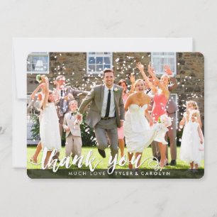 PHOTO THANK YOU CUTE WHITE script type overlay サンキューカード