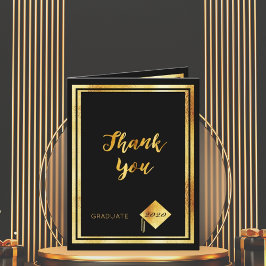 Photo Thank you graduate black金ゴールド2025 サンキューカード