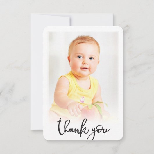PHOTO THANK YOU HAND カジュアル LETTEREDスクリプト文字 サンキューカード (正面)