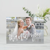 PHOTO THANK YOU HAND モダン LETTERED GRAY グラデーション サンキューカード (スタンド正面)