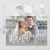 PHOTO THANK YOU HAND モダン LETTERED GRAY グラデーション サンキューカード (正面/裏面)