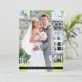 PHOTO THANK YOU hand モダン lettered script white サンキューカード (スタンド正面)