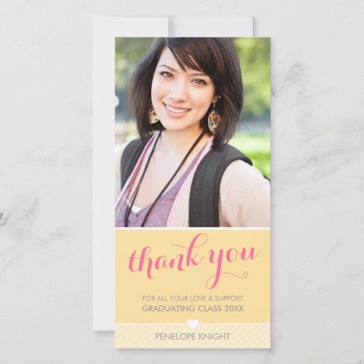 PHOTO THANK YOU lovelyタイプの大学院イエローグレイ サンキューカード (正面)