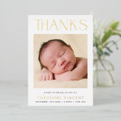 PHOTO THANK YOU SERIFモダンフォント新生児 箔招待状 (立ち正面)