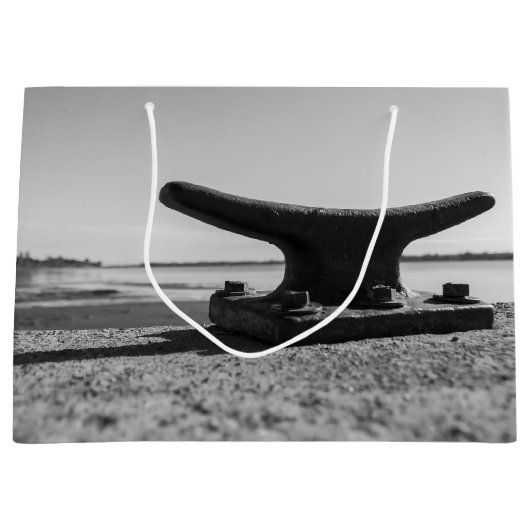 photo thème marin, noir et blanc ラージペーパーバッグ (正面)