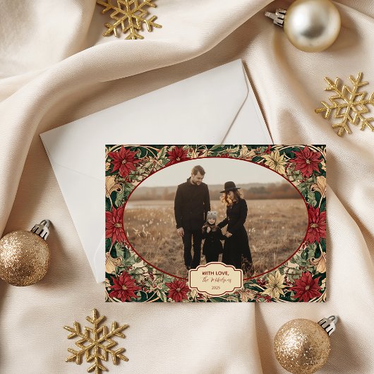 Photo Timeless Poinsettia Holiday シーズンカード