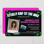 Photo Totally 80s Retro Birthday Party Invitation 招待状 (正面/裏面)