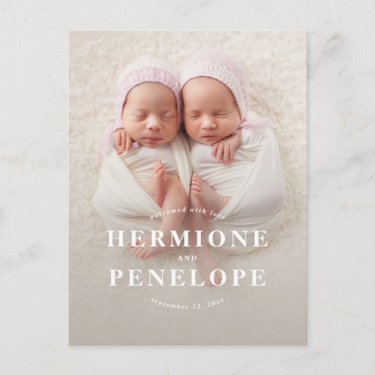 Photo Twinモダンの印刷誕生 シーズンポストカード (正面)