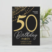 Photo Typography Botanical Elegant 50 Birthday 招待状 (スタンド正面)