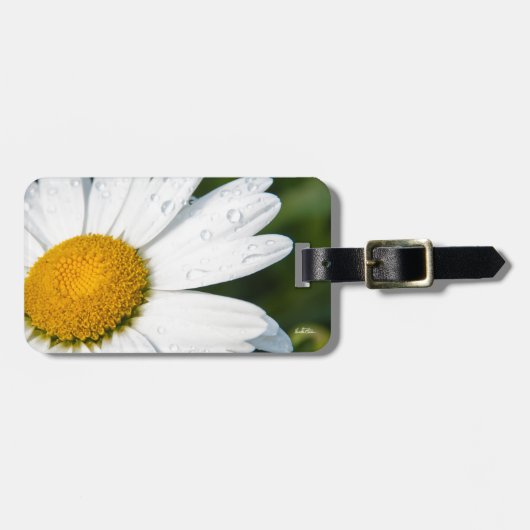 photo, une margueritte, font vert ラゲッジタグ (正面横)