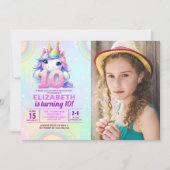 Photo Unicorn 10th Birthday - Magical Birthday 招待状 (正面)