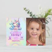 Photo Unicorn 3rd Birthday – Rainbow Girl party 招待状 (スタンド正面)