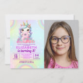Photo Unicorn 8th Birthday - Magical Birthday 招待状 (正面)