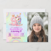 Photo Unicorn 9th Birthday - Magical Birthday 招待状 (正面)