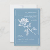 Photo Upload Dusty Blue Floral Wedding Calligraphy サンキューカード (裏面)