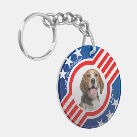 Photo USA大統領選挙のための犬パーソナライズされた キーホルダー (正面左)