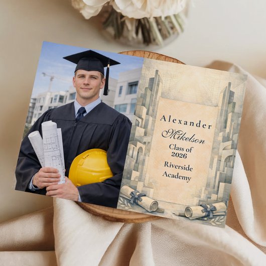 Photo Vintage Architecture Drawing Graduation 案内状