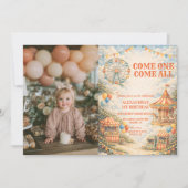 Photo Vintage Carnival Circus Birthday 招待状 (正面)