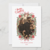 Photo Vintage Coquette Bow Photo Christmas シーズンカード (正面)