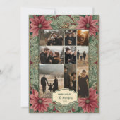Photo Vintage Poinsettia Christmas シーズンカード (正面)