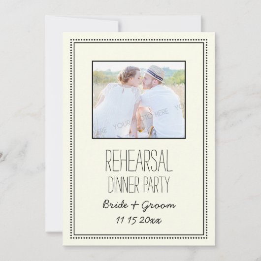 Photo Vintage Weding Rehersal Dinerパーティー 招待状 (正面)