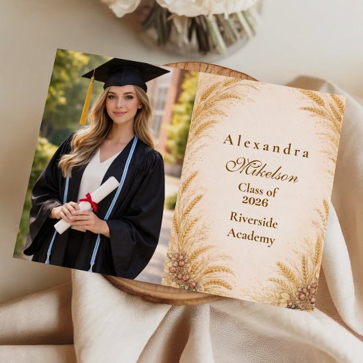 Photo Vintage Wheat Field Graduation Party 案内状