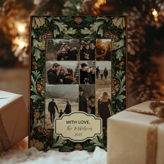 Photo VVintage Green Pinecone Botanical Christmas シーズンカード