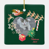 Photo w/Santa Reindeer ChristmasハートセラミックO セラミックオーナメント (裏面)