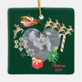 Photo w/Santa Reindeer ChristmasハートセラミックO セラミックオーナメント (正面)