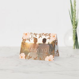 Photo Waterカラーモダンフローラ結婚 サンキューカード