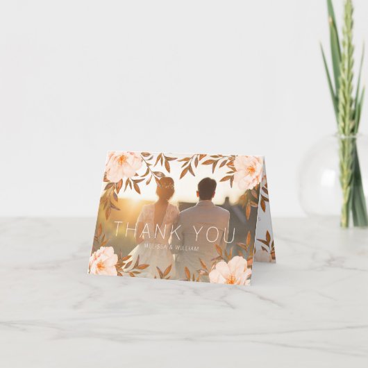 Photo Waterカラーモダンフローラ結婚 サンキューカード (正面)