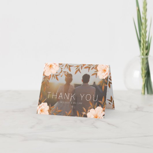 Photo Waterカラーモダンフローラ結婚 サンキューカード (正面)